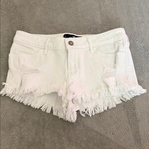 Hollister White Distressed Frayed Hem Jean Shorts